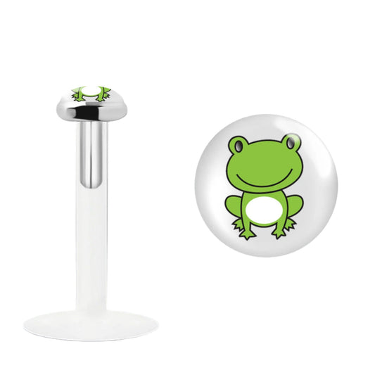 Labret with 3 mm sterling silver frog flat top ( bioflex )