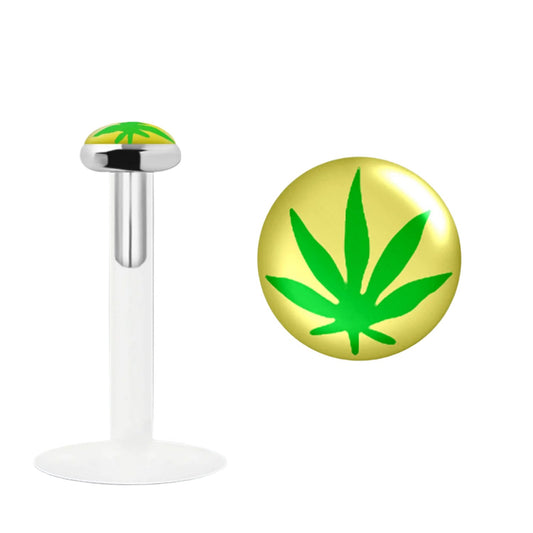Labret with 3 mm sterling silver marijuana flat top ( bioflex )