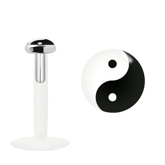 Labret with 3 mm sterling silver Ying-Yang flat top ( bioflex )