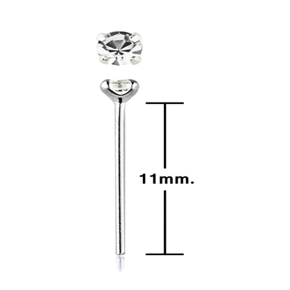 Bend IT nose stud with 1.5mm round crystal top ( sterling silver )