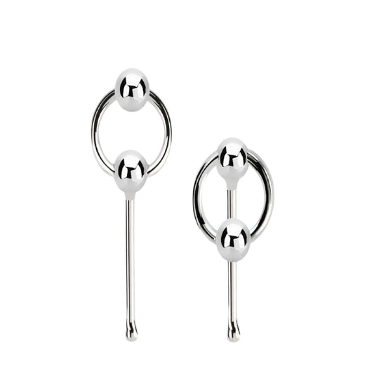 Straight nose stud with 2mm ball on slave hoop ( sterling silver )