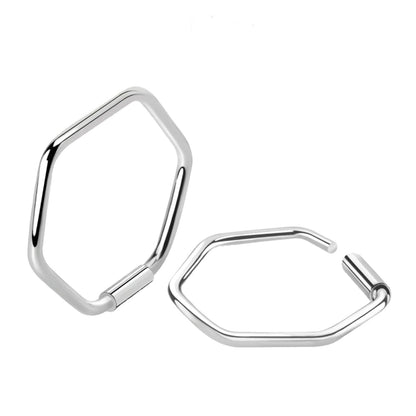 Continuous Piercing ring hexagon bar closure ( sterling silver )