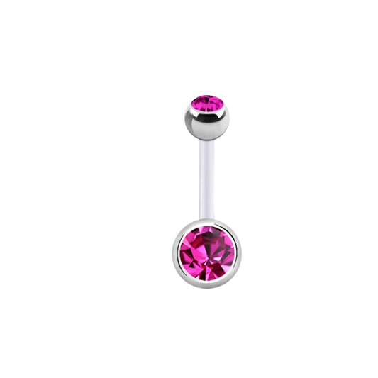 Belly button bar Clear Bioflex with an 5mm and 8mm steel ball (Bioflex )