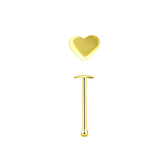 Straight nose stud with a 2.5 mm heart shaped top ( gold )