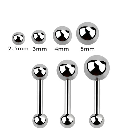 Barbell with 3mm lower ball and 2.5mm to 5mm upper ball ( surgical steel )
