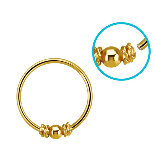 Continuous ring with wire design and small bead ( sterling silver / gold)
