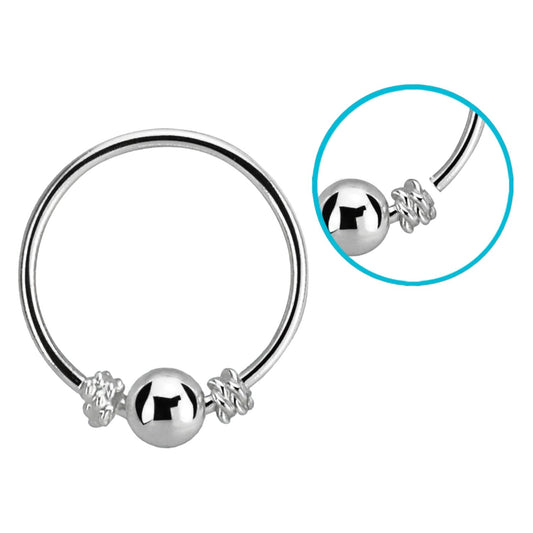 Continuous ring with wire design and a 3mm center ball ( sterling silver )