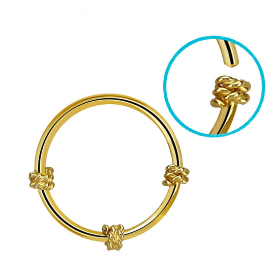 Continuous ring with 3 twisted wire design ( sterling silver / gold )