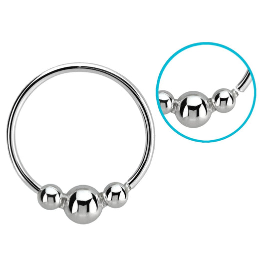 Continuous ring with 3mm bead and two small 2mm beads ( sterling silver )