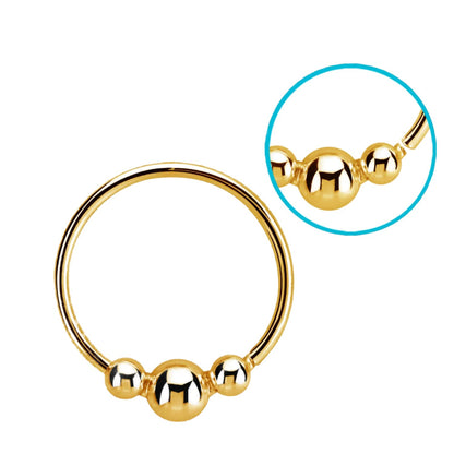 Continuous ring with 3mm bead and two small 2mm beads ( sterling silver / gold )