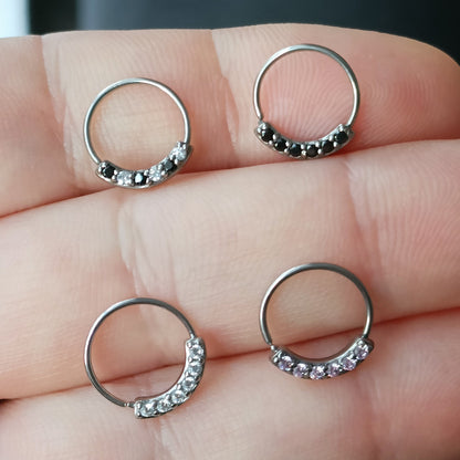 Continuous Seamless Ring with 6 CZ stones ( surgical steel )