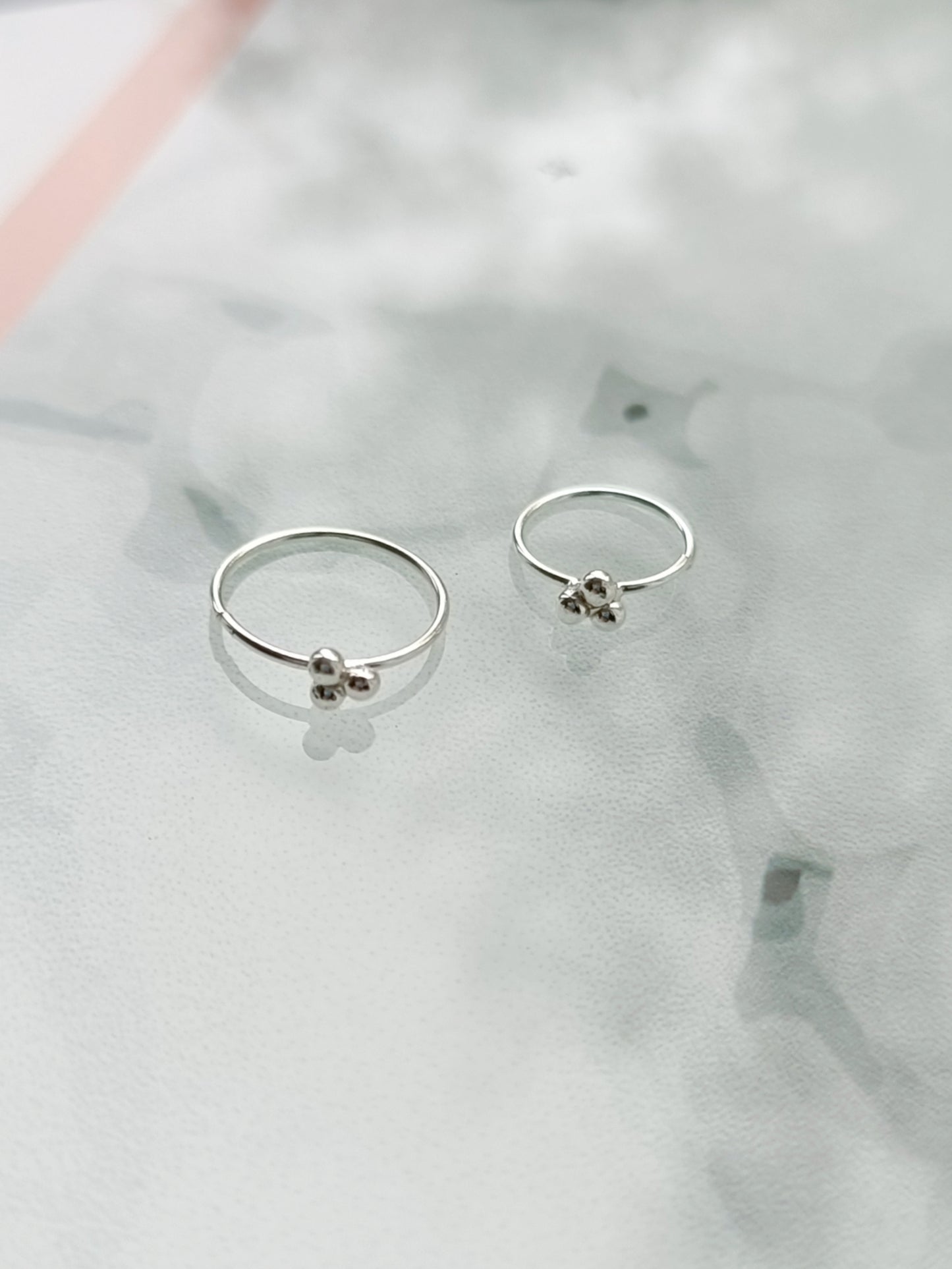 Continuous ring with triple 1.5mm beads ( sterling silver )