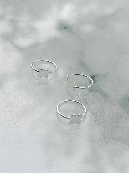 Continuous ring with butterfly design ( sterling silver )