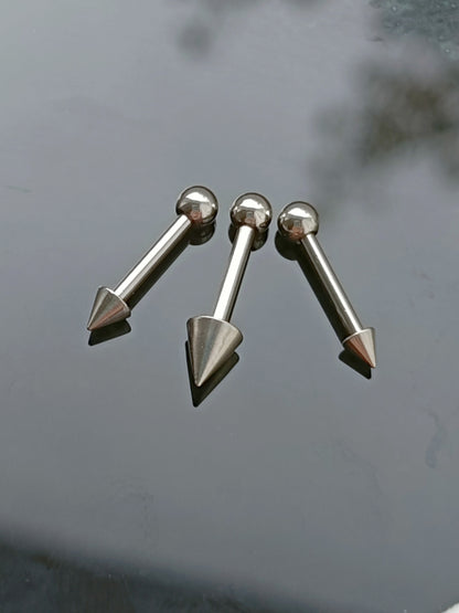 Barbell with 3mm lower ball and 2.5mm to 5mm upper cone ( surgical steel )