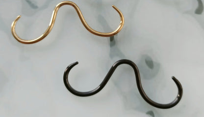 Septum mustache ( surgical steel gold / black )