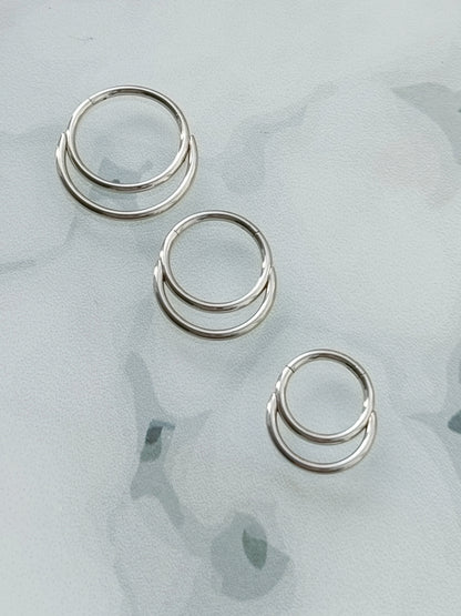 Piercing clicker hinged segment double rings ( surgical steel  )