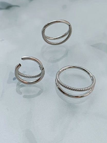 Piercing clicker hinged segment plain and twisted rings ( surgical steel )