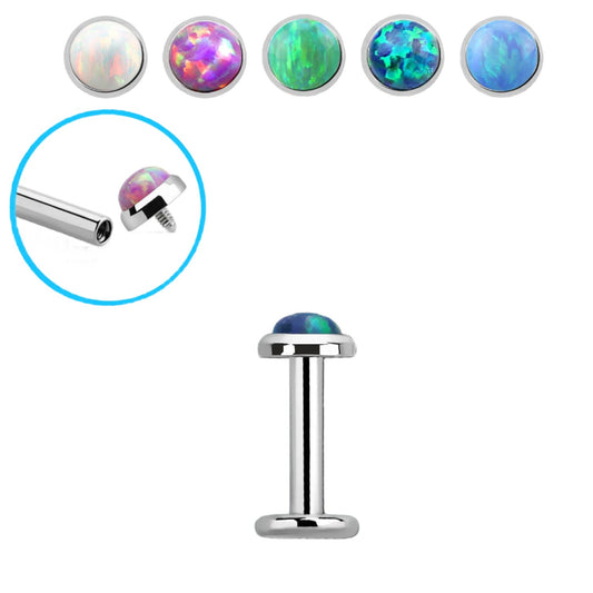 Labret with synthetic opal head ( surgical steel )