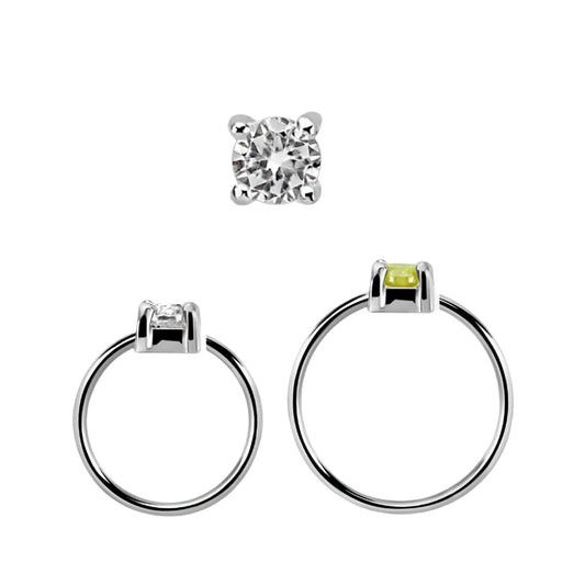 Continuous ring with 2.5mm Cubic Zirconia top ( sterling silver )