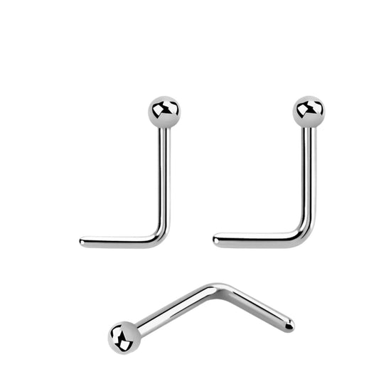L-shaped nose stud with 2mm ball ( surgical steel )