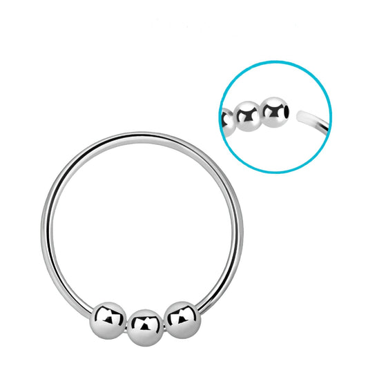 Continuous ring with triple 2mm beads ( sterling silver )