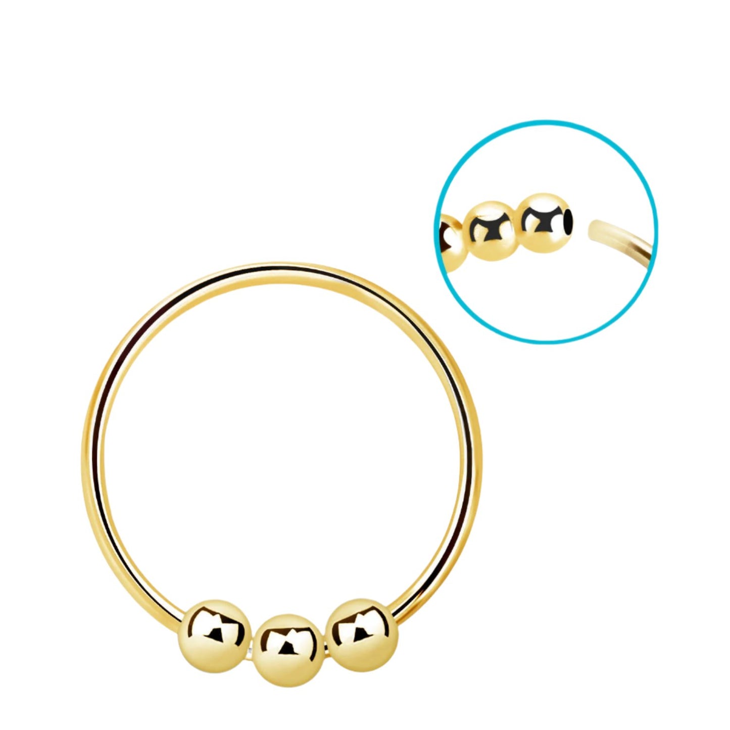 Continuous ring with triple 2mm beads ( sterling silver / gold )
