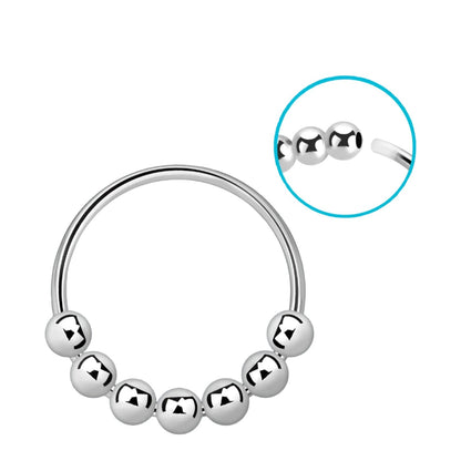 Continuous ring with seven 2mm beads ( sterling silver )