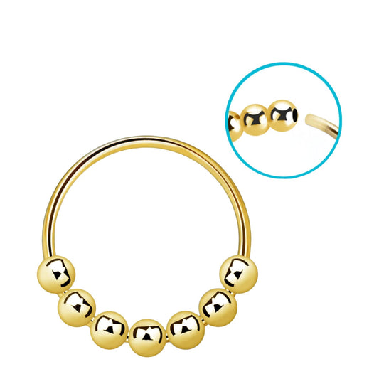 Continuous ring with seven 2mm beads ( sterling silver / gold )