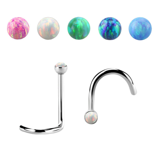 Nose screw stud with 1.5mm synthetic opal ( surgical steel )