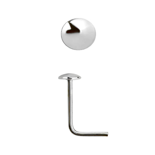 L-shaped nose stud with 2mm flat round top ( sterling silver )
