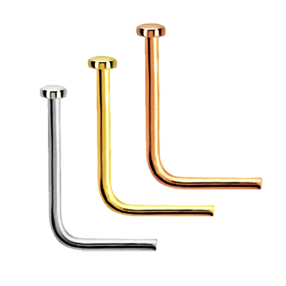 L-shaped nose stud with 1mm flat round top( sterling silver )