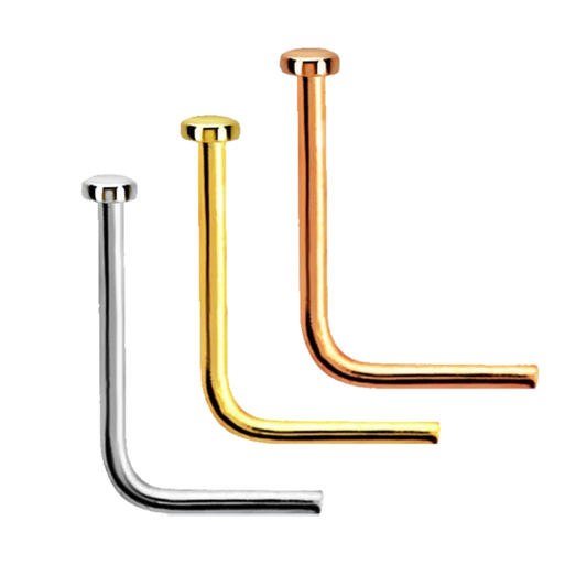 L-shaped nose stud with 1mm flat round top( sterling silver )