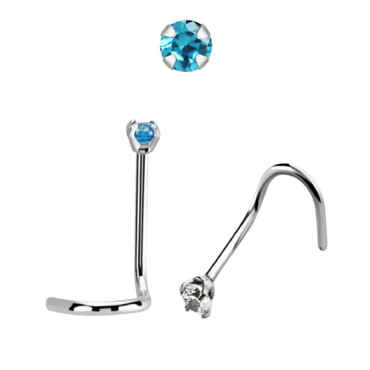 Nose screw stud with 1.5 mm Cubic Zirconia stone ( surgical steel )