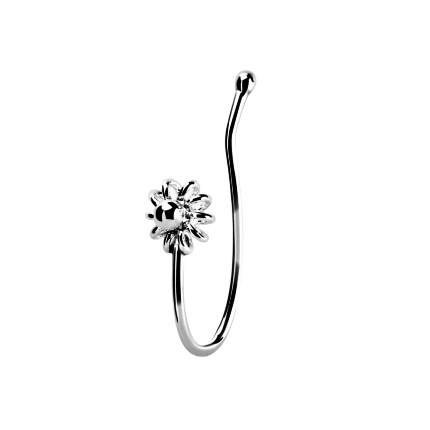Fake Piercing flower clip ( sterling silver )