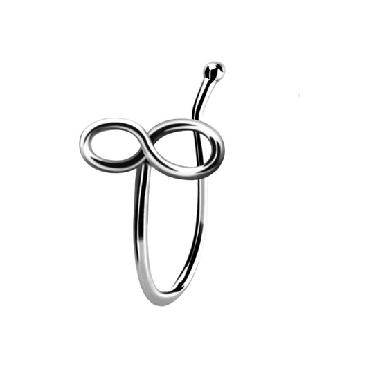 Fake Piercing infinity with crystal stone clip ( sterling silver )