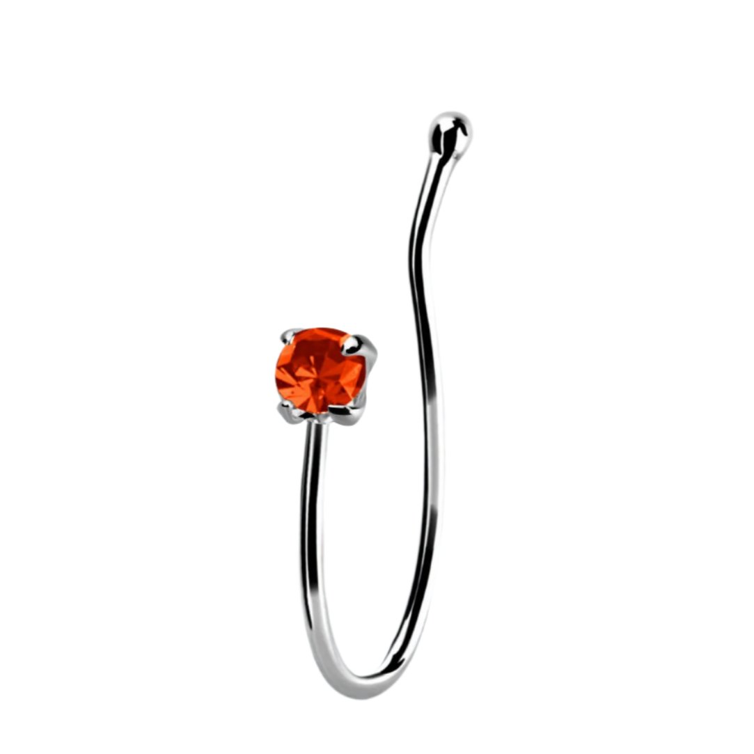 Fake Piercing with 2 mm CZ ( sterling silver )