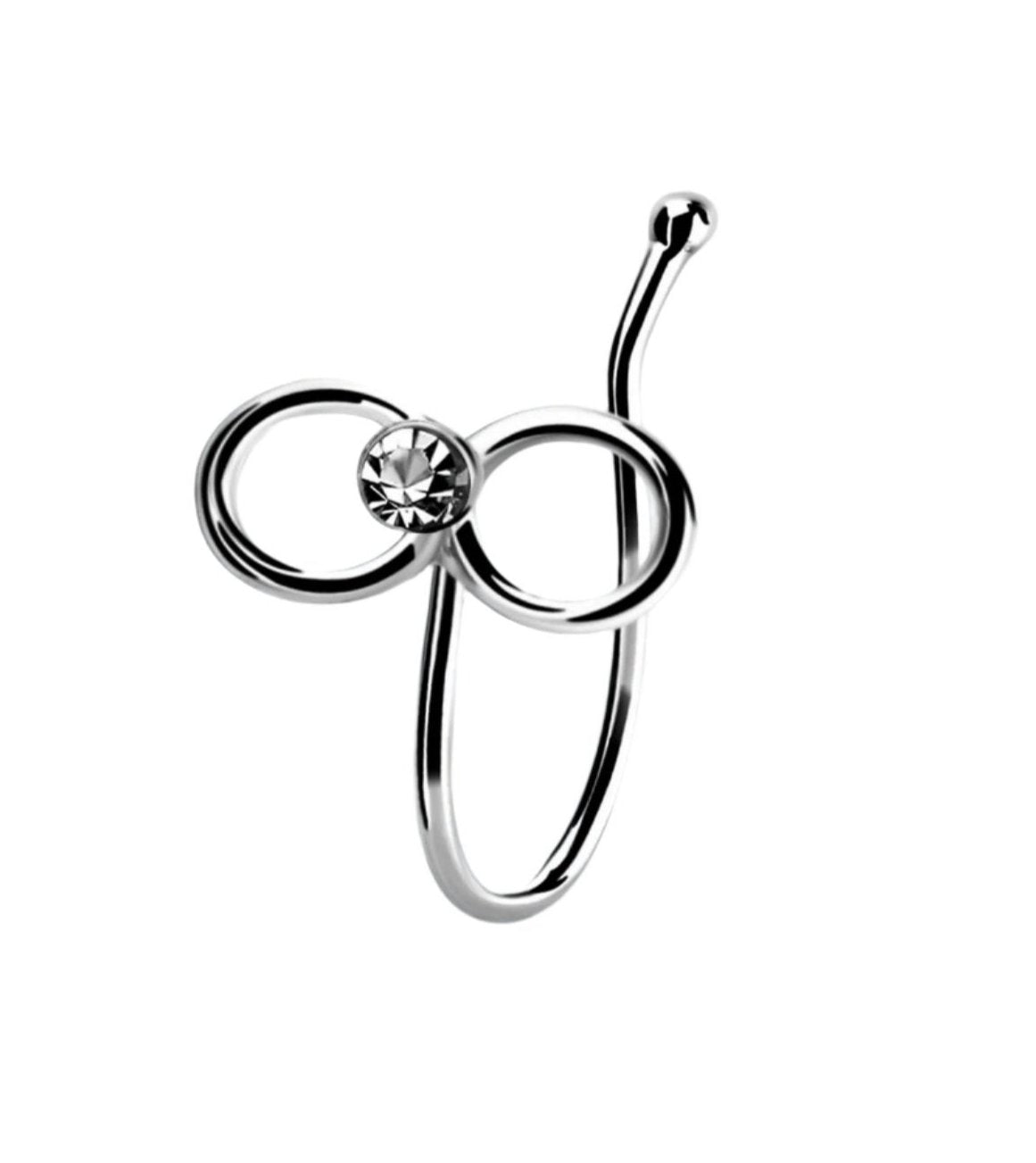 Fake Piercing infinity with crystal stone clip ( sterling silver )