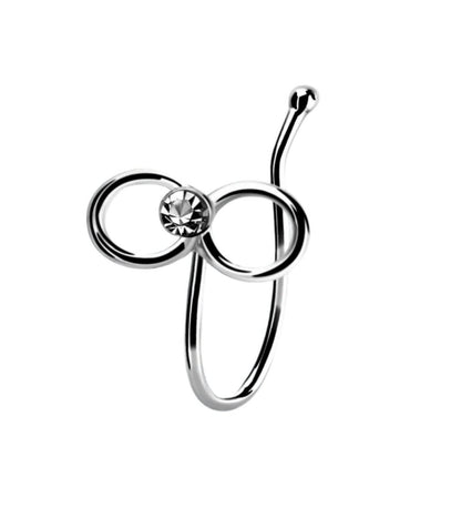 Fake Piercing infinity with crystal stone clip ( sterling silver )