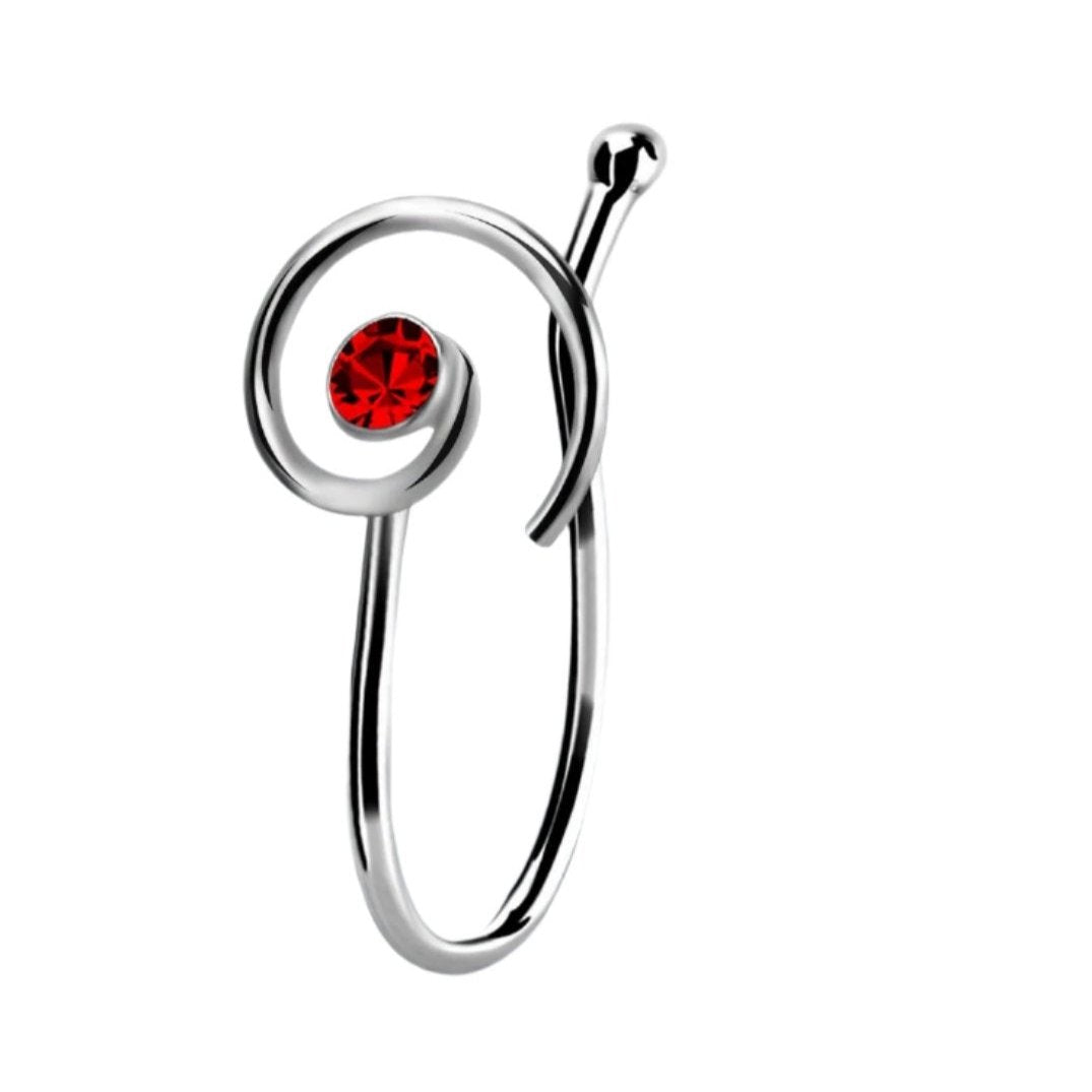 Fake Piercing with crystal stone clip ( sterling silver )