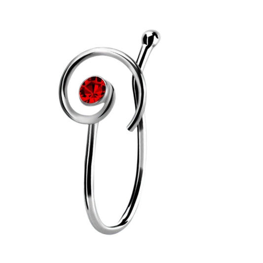 Fake Piercing with crystal stone clip ( sterling silver )