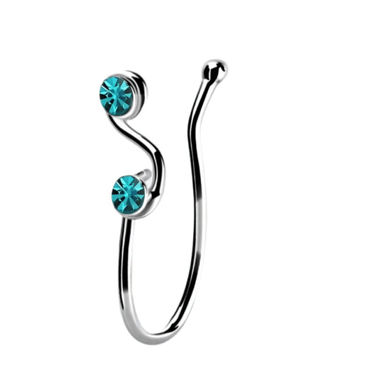 Fake Piercing with infinity crystal stone clip ( sterling silver )