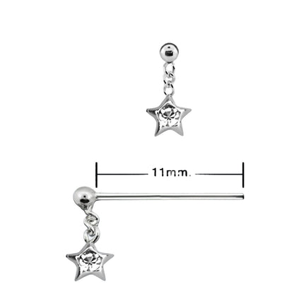 Bend IT nose stud with dangling star ( sterling silver )