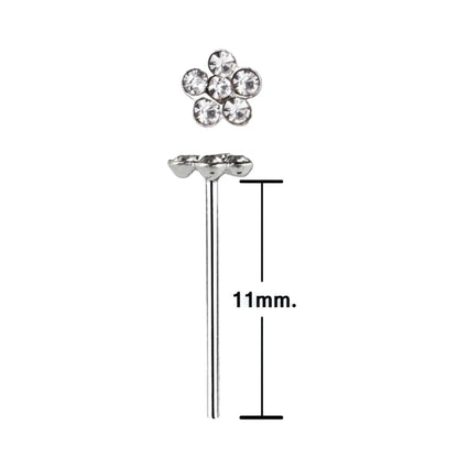 Bend IT nose stud with flower design top ( sterling silver )