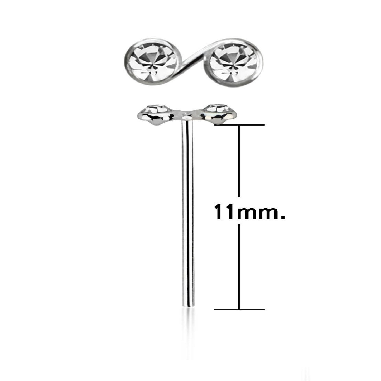 Bend IT nose stud with infinite crystals top ( sterling silver )