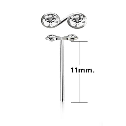 Bend IT nose stud with infinite crystals top ( sterling silver )