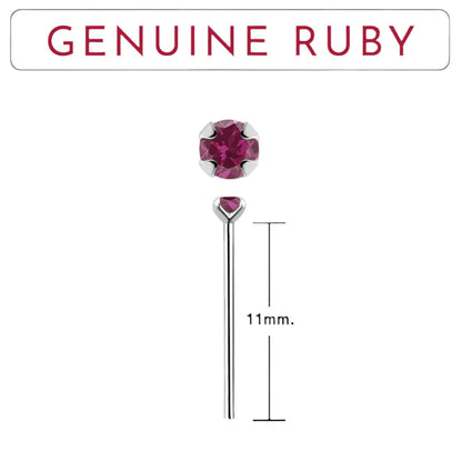 Bend IT nose stud with 2mm genuine ruby ( sterling silver )