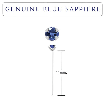 Bend IT nose stud with 2mm genuine blue sapphire ( sterling silver )