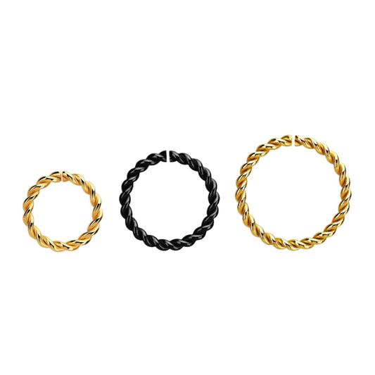Continuous Ring Seamless Ring Twisted Wire ( surgical steel / gold / black )