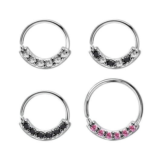 Continuous Seamless Ring with 6 CZ stones ( surgical steel )