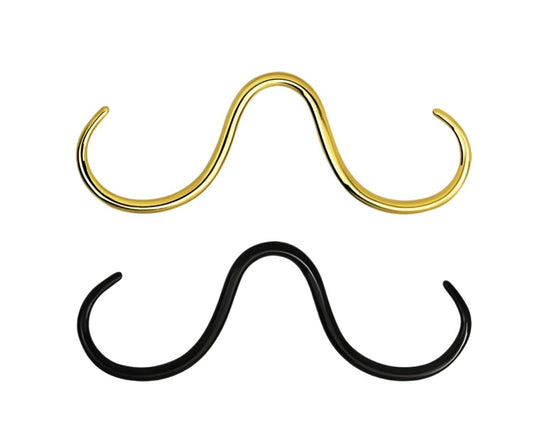 Septum mustache ( surgical steel gold / black )